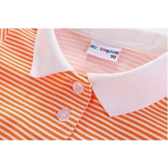 NWT Mud Kingdom Orange & White Stripe Polo Dress - Picture 9 of 12